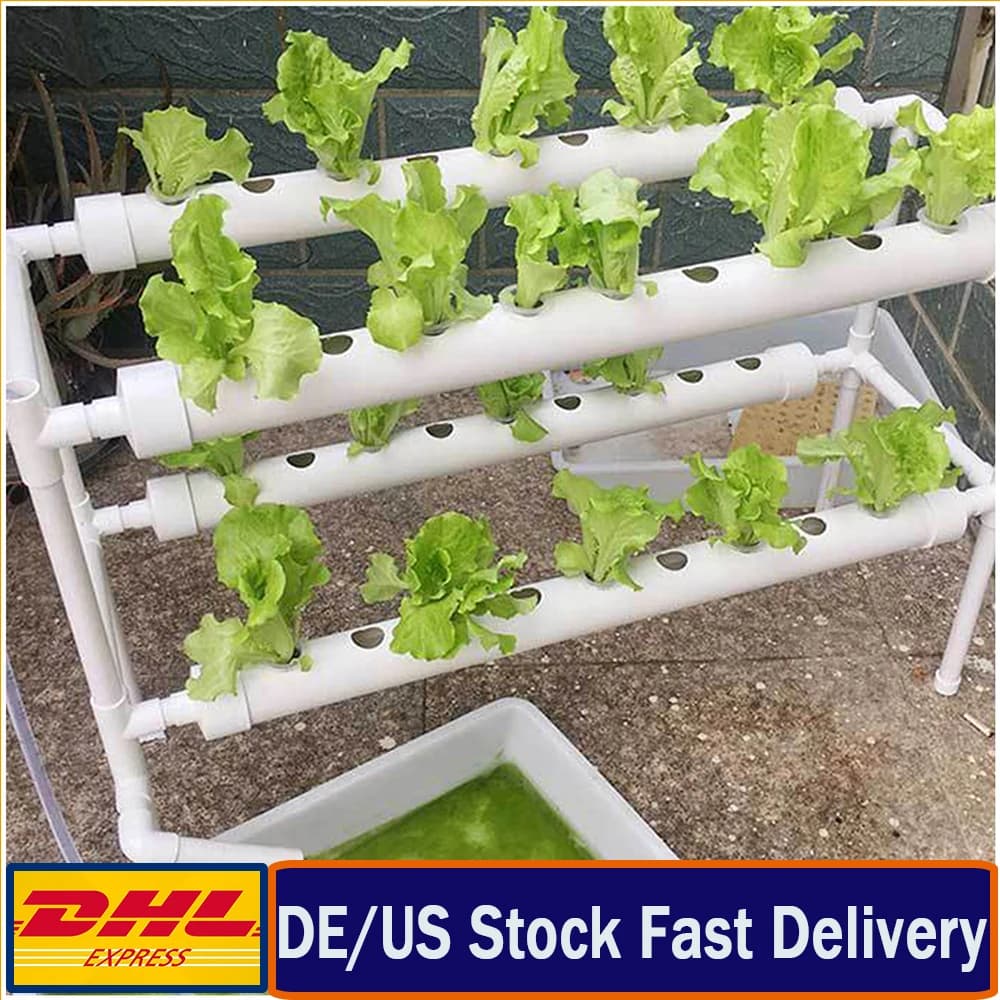 Kit de cultivo hidropónico de Pvc para el hogar, sistema hidropónico de dos capas con 36/72 agujeros para verduras, ensaladas, flores, frutas
