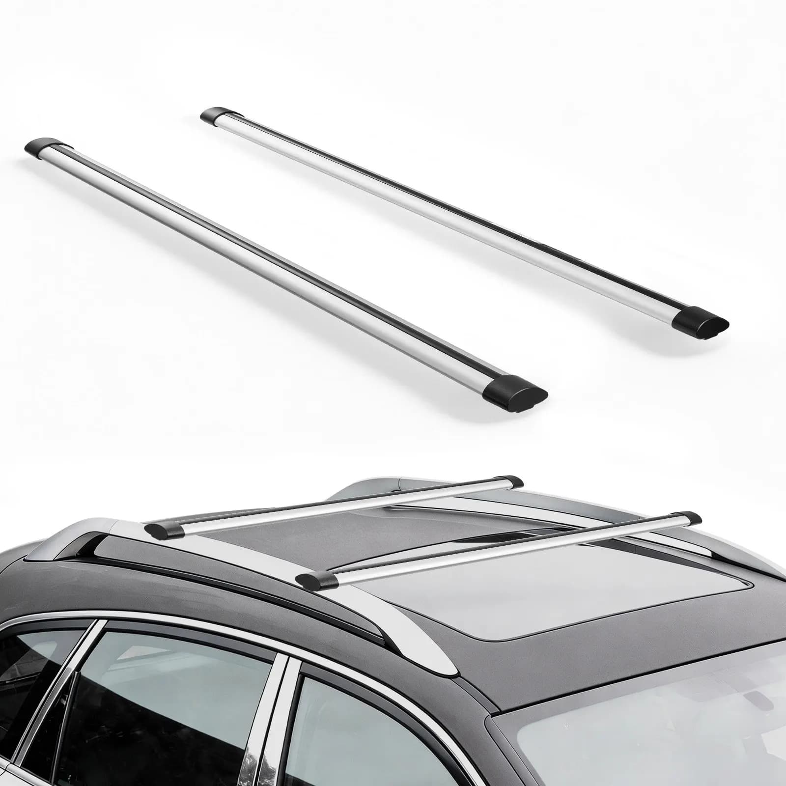 Barras Transversales de Aluminio para Techo de 2 Piezas y 135 cm, Capacidad de Carga de 100 kg para Equipaje, Canoas y Cestas de Carga, Solo Barras