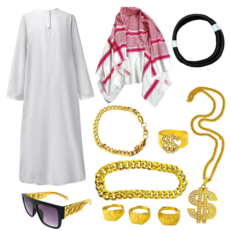 Disfraz de Umorden para hombre, Arabia, Árabe, Sheikh, Pastor, Príncipe Árabe, bata de Cosplay para adultos, fantasía, Purim, disfraces de