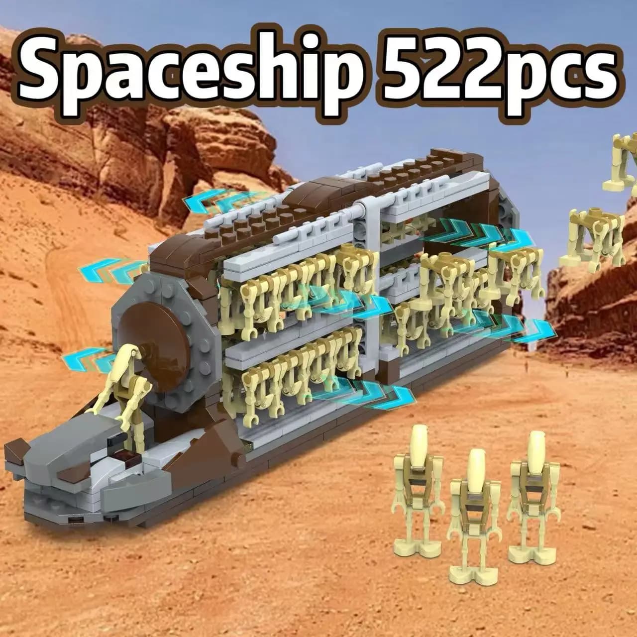 Pelotón de guerras espaciales, bloques de construcción, transporte, acorazado, juguetes, robots de batalla artesanales de ataque con soldados,