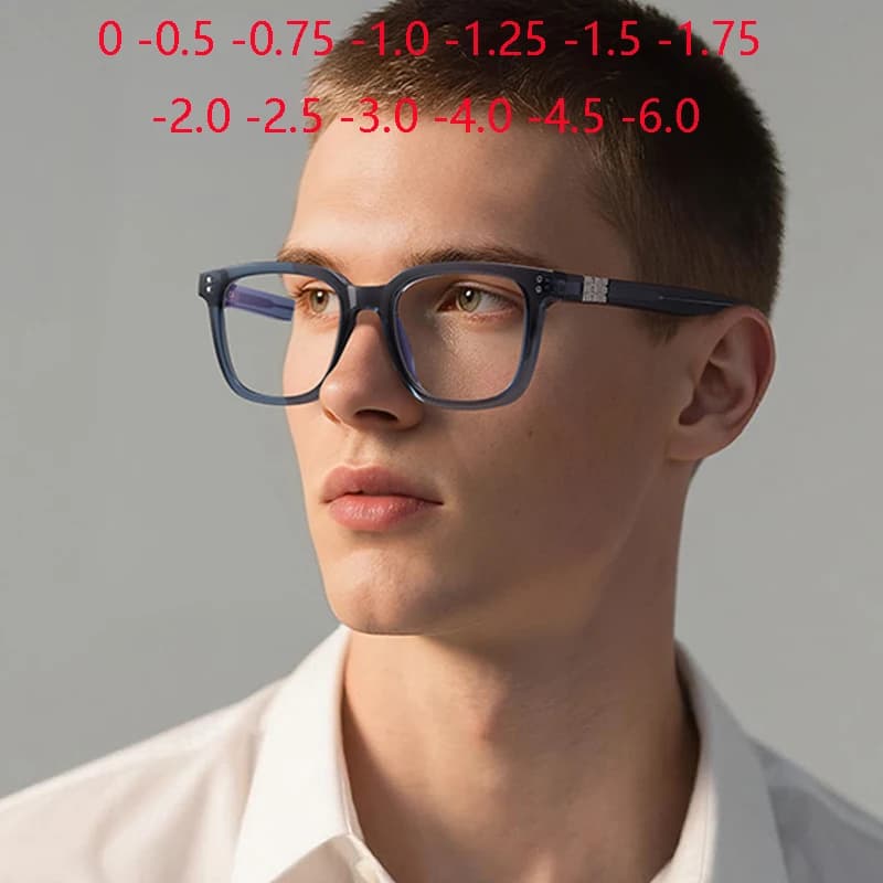 Gafas clásicas con remaches cuadrados para miopía para hombre, gafas graduadas para miopía con protección contra rayos azules para estudiantes, de