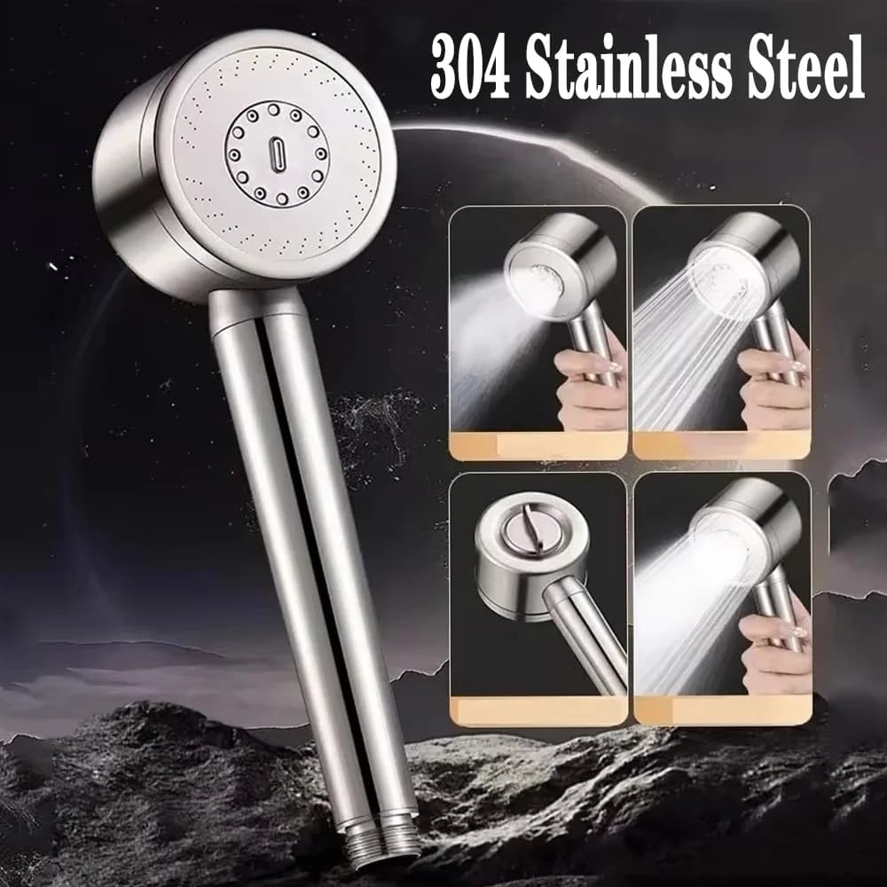 Cabezal de ducha de alta presión de acero inoxidable 304 mejorado, 3 modos, rociador de gran flujo, grifo de ducha anticaída, accesorios de baño