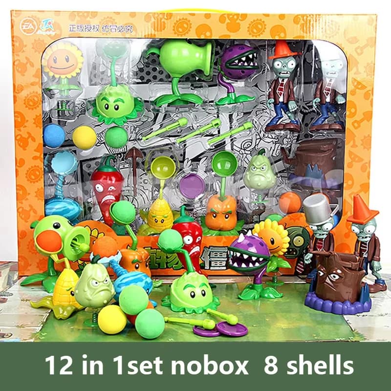 Playset de 2 plantas vs Zombies, Cactus, Peashooter, cañón de coco, escena de juego genuina, adornos, silicona suave, regalo de cumpleaños para