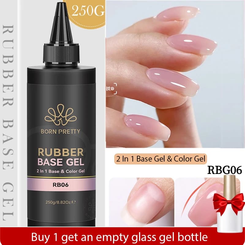 BORN PRETTY 250g Gel Base de Goma Paquete Recargado Jalea Blanco Lechoso Desnudo Semipermanente Soak Off Gel de Construcción Autonivelante