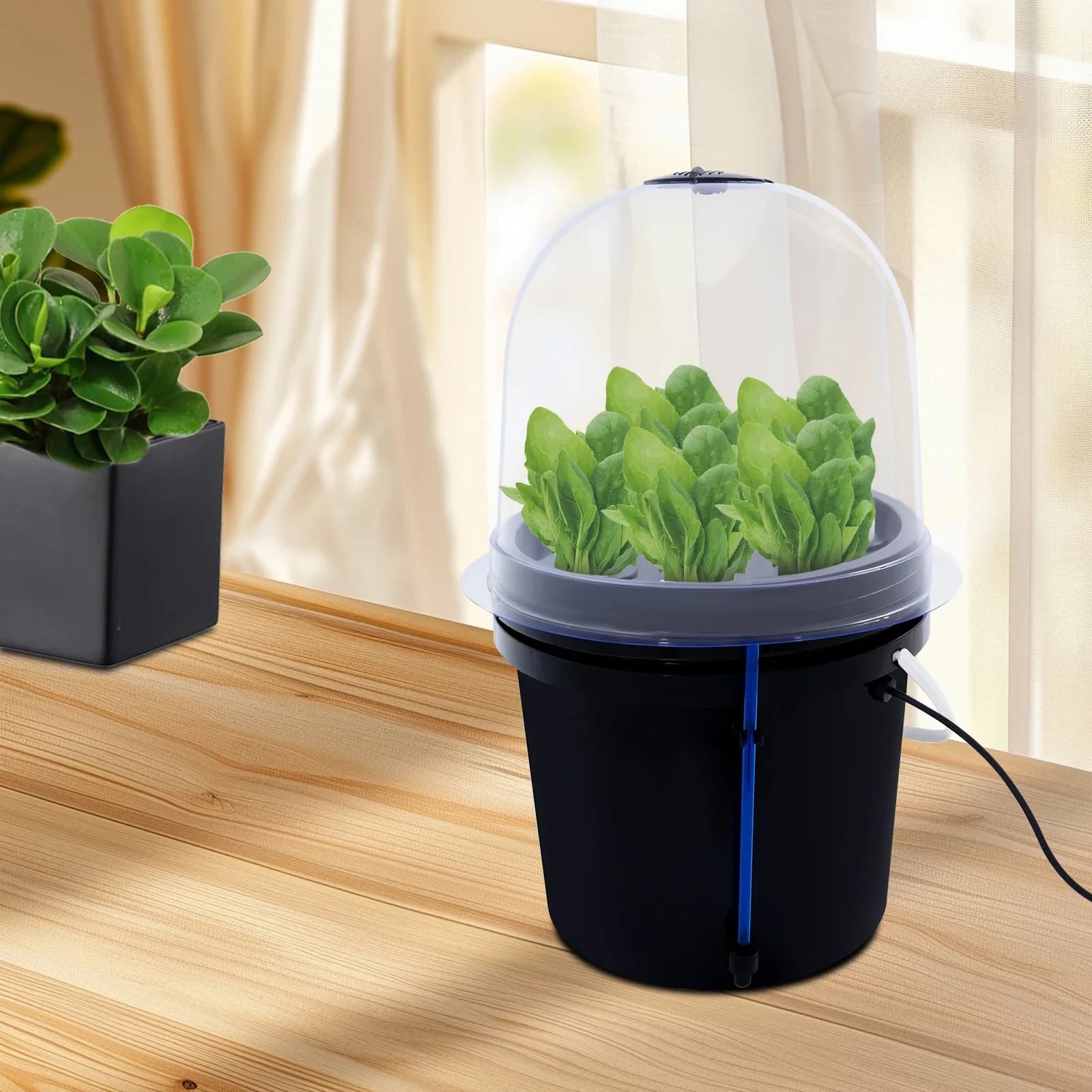 Kit de cultivo hidropónico, 8 sitios de plantas, cultivo de niebla duradero de PP/PVC con indicador de nivel de agua, fácil uso para balcón,