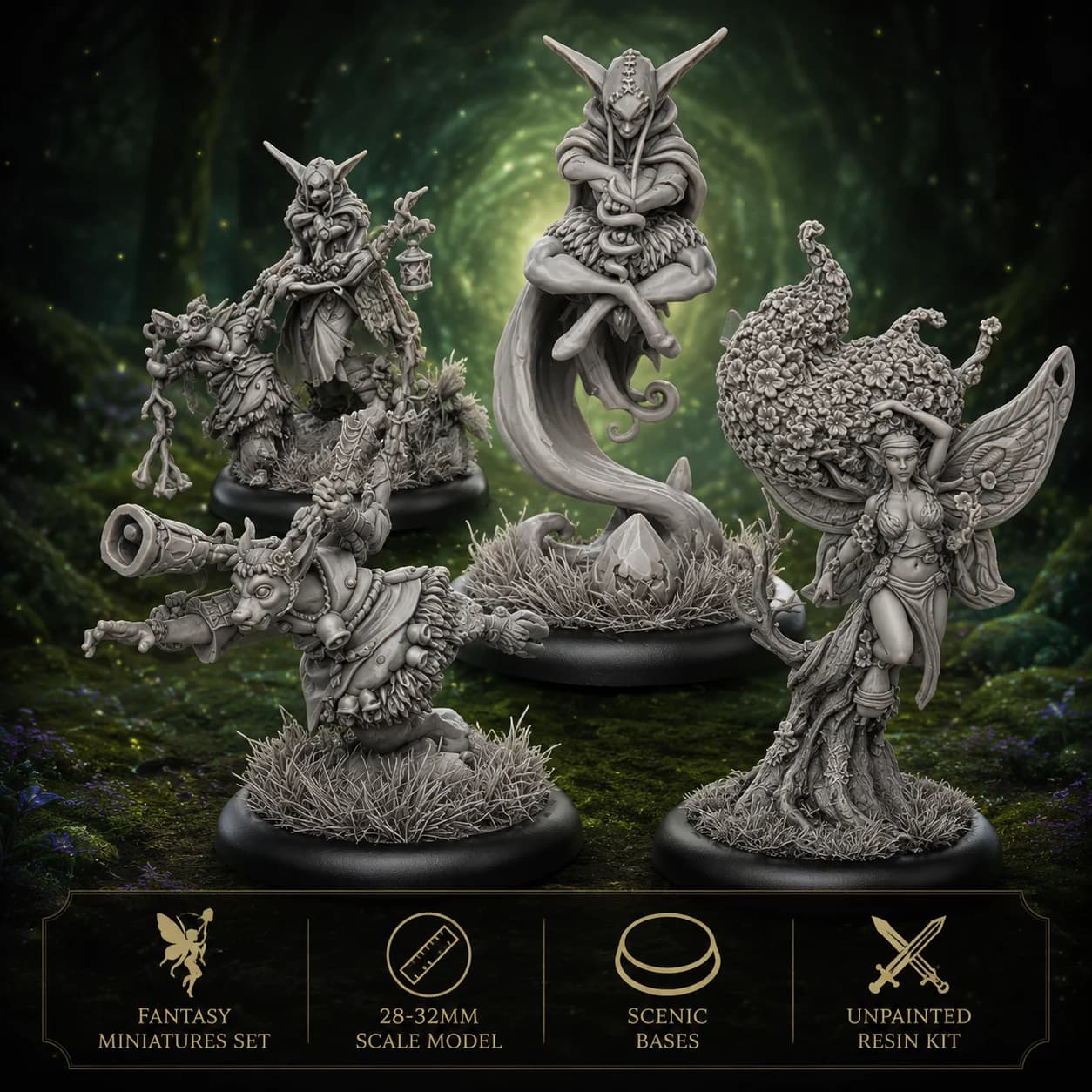 Kit de montaje de modelo de resina, GK, Malachite Mystics, sin pintar (incluye base)