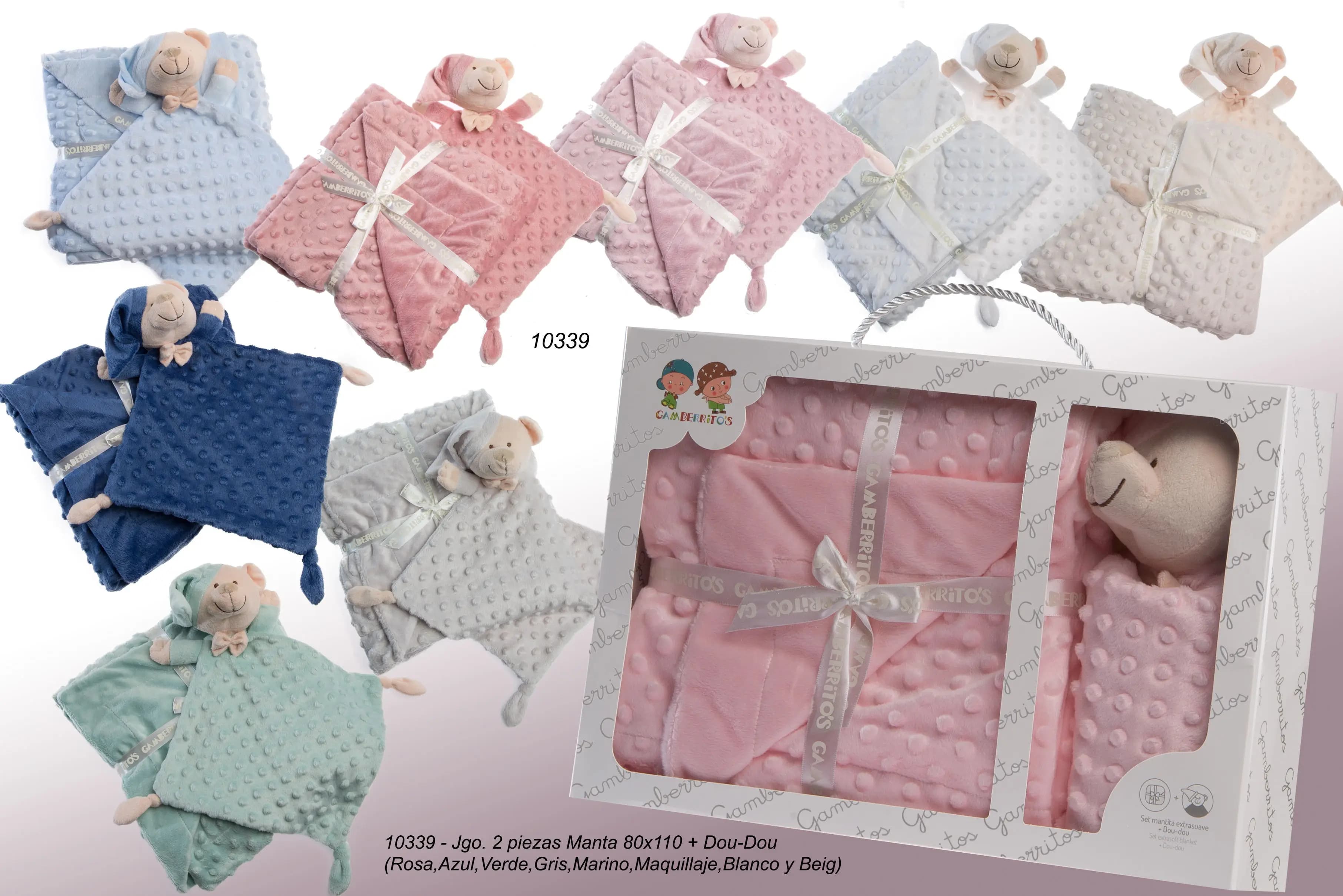 Manta Burbuja y Dou Dou Osito Manta extrasuave + doudou Osito Tacto Aterciopelado, Set de Regalo Bebe, Lavable, Textura en Relieve
