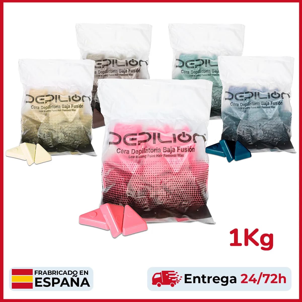 Cera caliente en pastillas 1kg | Cera baja fusión en discos para depilación 1000gr | para pieles sensibles | Cera Roll On | Depilion