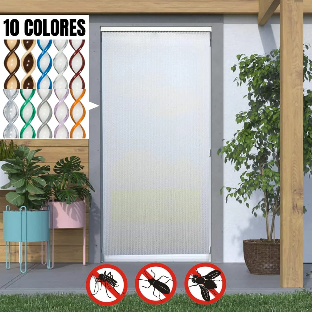 KROWN - Cortina de Tiras PVC para Puerta 90x200 cm / 120x200 cm, Cortina para Puerta Exterior Interior. Anti Insectos Mosquitos Bichos, Verano, Casa o