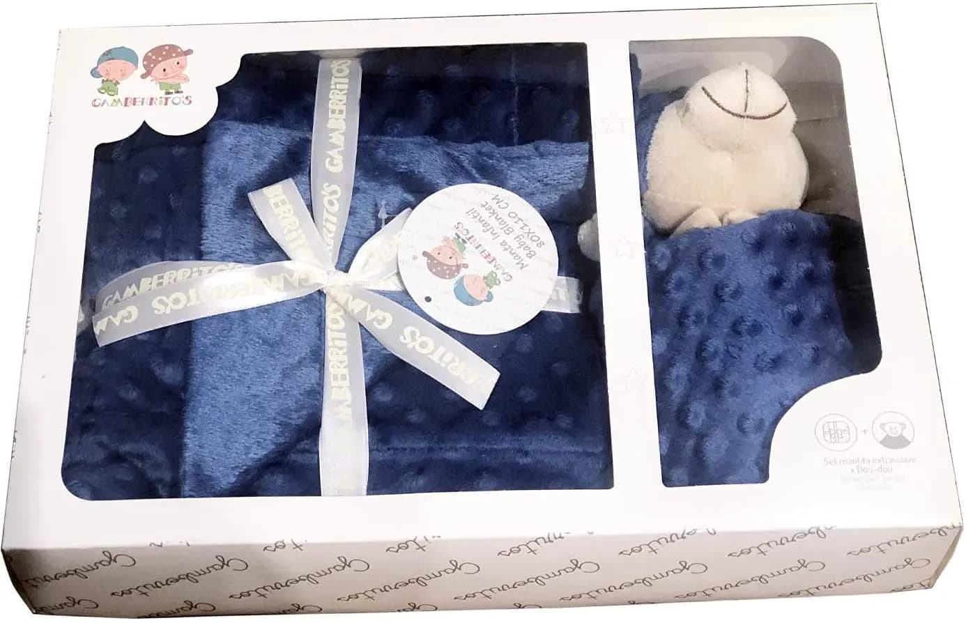 Manta Burbuja y Dou Dou Osito Manta extrasuave + doudou Osito Tacto Aterciopelado, Set de Regalo Bebe, Lavable, Textura en Relieve
