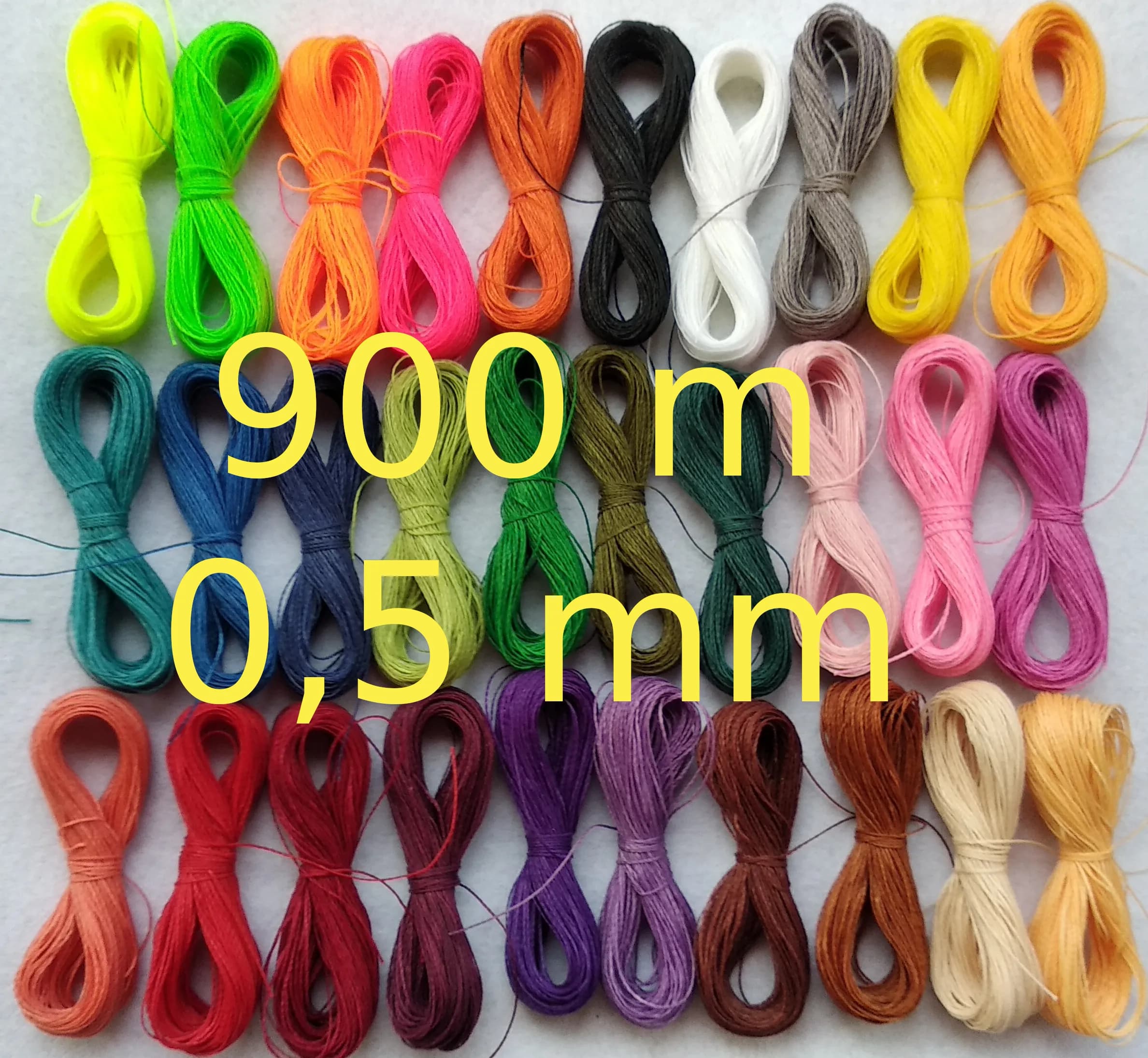 Linhasita kit  hilo encerado 0,5 mm diámetro 30 colores, hilo para coser, hilo para hacer pulseras, macrame, micromacrame, DIY, hilo para hacer