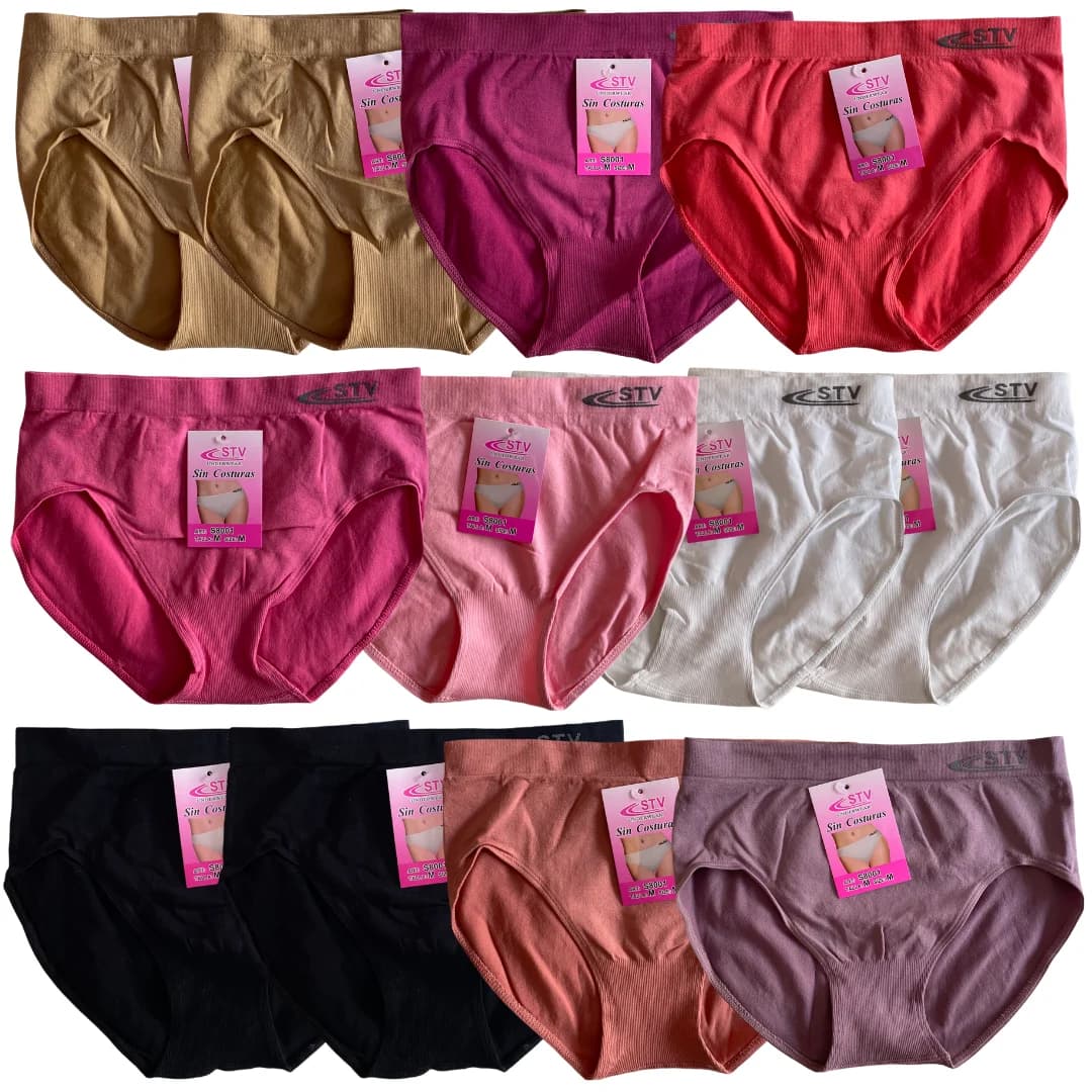 KROWN- Bragas de Mujer, Pack de 12 Bragas Clásicas Básicas Mujer de Licra sin Costuras Efecto Invisible Surtido de Color Liso