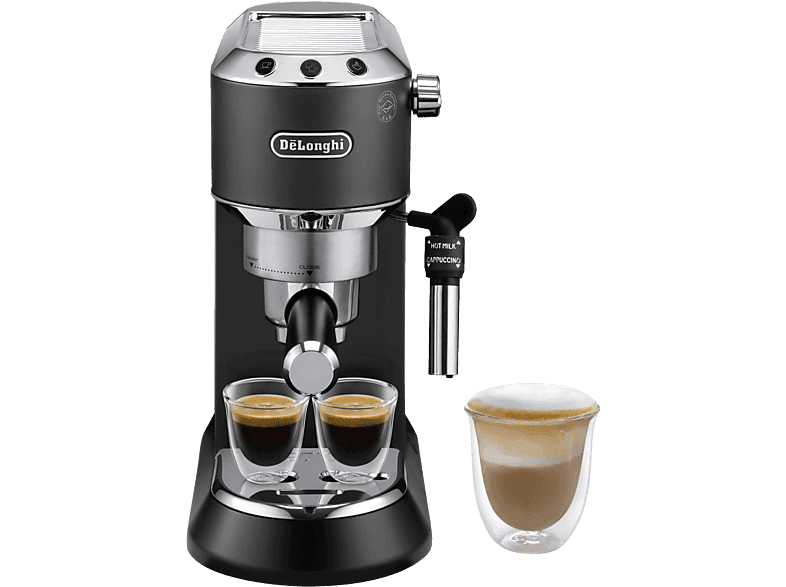 Cafetera express - De'Longhi Dedica EC685.BK, 1300 W, 15 bar, Thermoblock, Espresso manual, Función 2 tazas, Negro