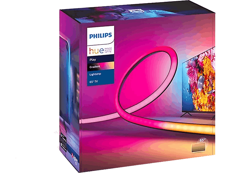 Luces LED - Philips Hue Play Gradient Lightstrip, Tira para TV de 65", 6500 K, Luz blanca y color