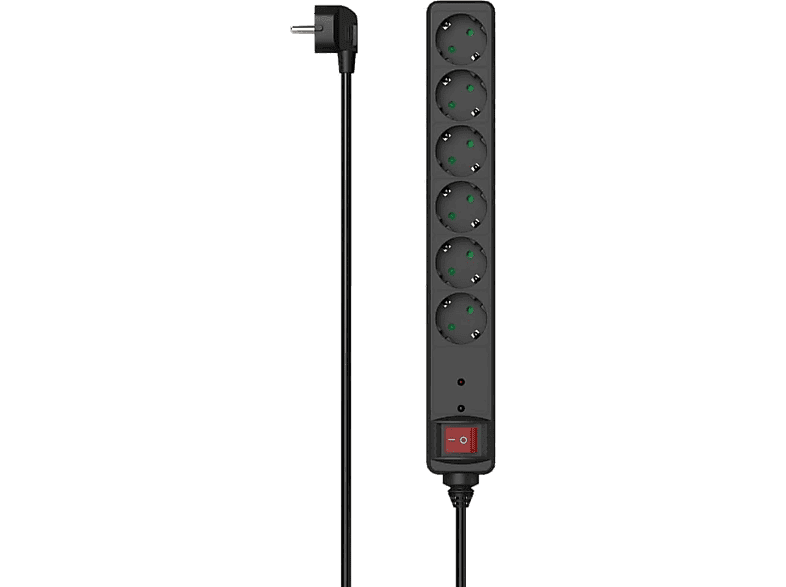 Regleta - Hama 00223153, 3680W, 6 Tomas, Cable 1.4 cm, Protección contra Sobretensiones, Negro