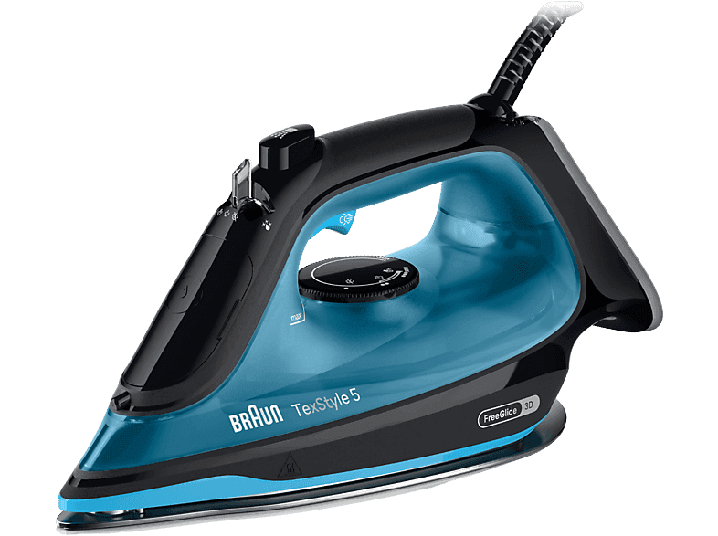 Plancha de vapor - Braun TexStyle 5 SI5256BL, 2600W, 0.3 l, Golpe 210 g/min, Suela SuperCermaic, Calentamiento rápido, Azul