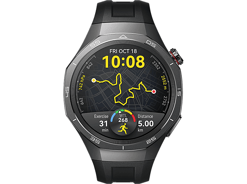 Smartwatch - Huawei Watch GT5 Pro 46mm, Llamadas BT, Respuesta con Teclado, 14 días batería, Compatible iOS/Android, Correa Fluoroelastómero Negro