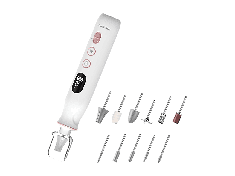 Set de manicura y pedicura - Medisana MP 940, Manos; Pies, 2h Autonomía, Batería litio 1500 mAh, Blanco