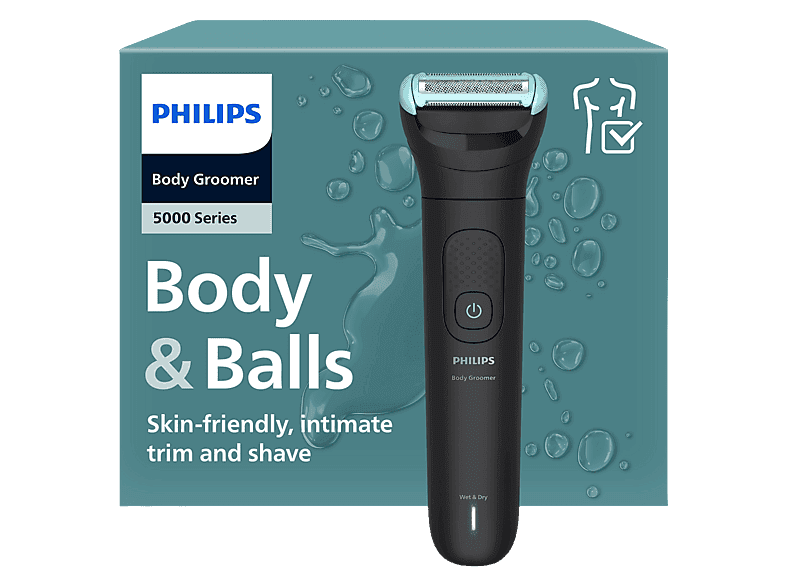 Afeitadora corporal - Philips BG5475/15, 3 Peines-guía bidireccionales (2, o 5 mm), Cepillo de limpieza y Accesorio plegable trasero, 100min, Negro