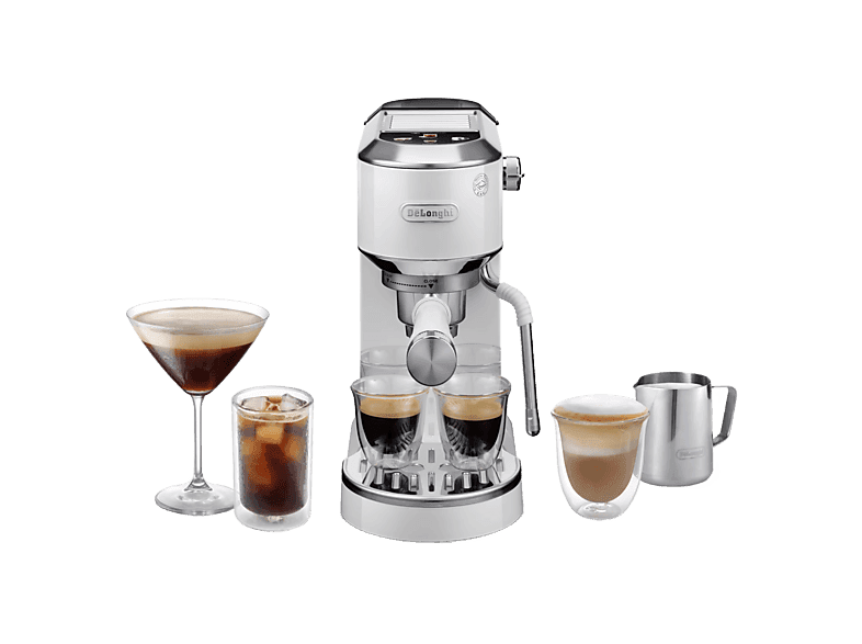 Cafetera express - De'Longhi Dedica Duo EC890.WI, 1450 W, 15 bar, 1.1 l, Función 2 tazas, Blanco