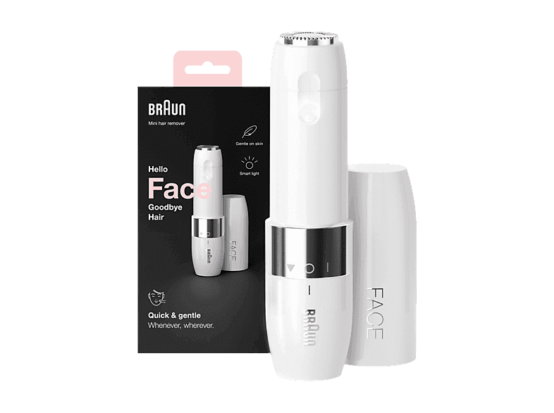 Depiladora facial - Braun Face Mini Rasuradora FS1000, Rápida Y Suave, Fácil De Llevar, Con Luz, Blanca