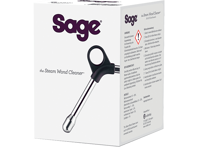 Accesorio cafetera - Sage SES006NEU0NEU1, Limpiador de varilla vapor, Para maquinas espresso Sage, 10x sobres polvo, Negro