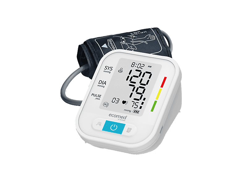 Tensiómetro - Medisana BU-95E, Pantalla digital, Visualización de la sistólica, diastólica, pulso, fecha y hora, Manga brazo 22–42 cm, Blanco