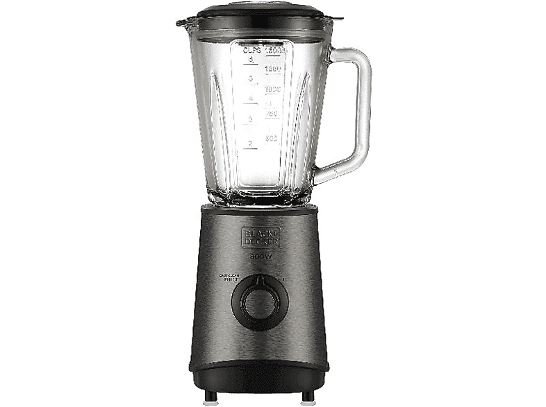 Batidora de vaso - Black+Decker BXJB800E, 800W, 2 velocidades, 1.5 L, Acero inoxidable, Gris