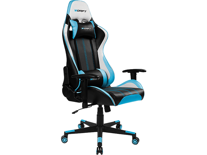 Silla gaming - Drift DR175, 2D (regulable en altura y anchura), Poliuretano, 150kg, Giratorio, Negro Azul