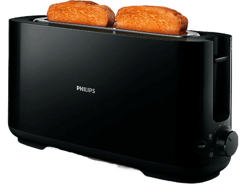 Tostadora - Philips HD2590/90, Capacidad para 2 tostadas, 8 ajustes, Negro