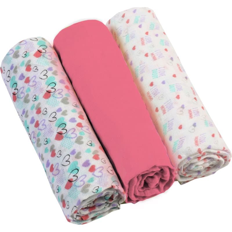BabyOno Diaper Super Soft muselinas Pink 70 × 70 cm 3 ud