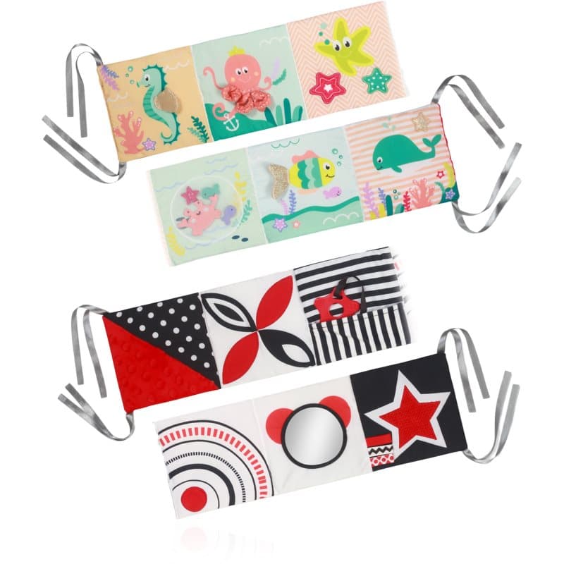 BabyOno Reversible Sensory Cloth Book 0m+ librito educativo en colores de alto contraste Under the Sea 1 ud