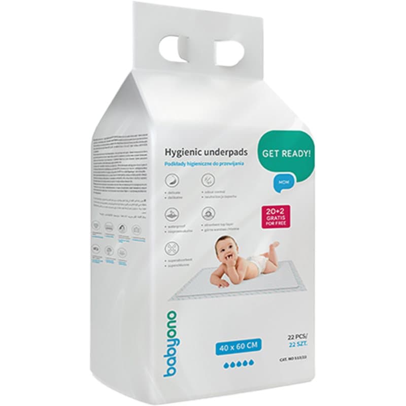 BabyOno Get Ready Hygienic Underpads cambiadores desechables 40 x 60 cm 22 ud