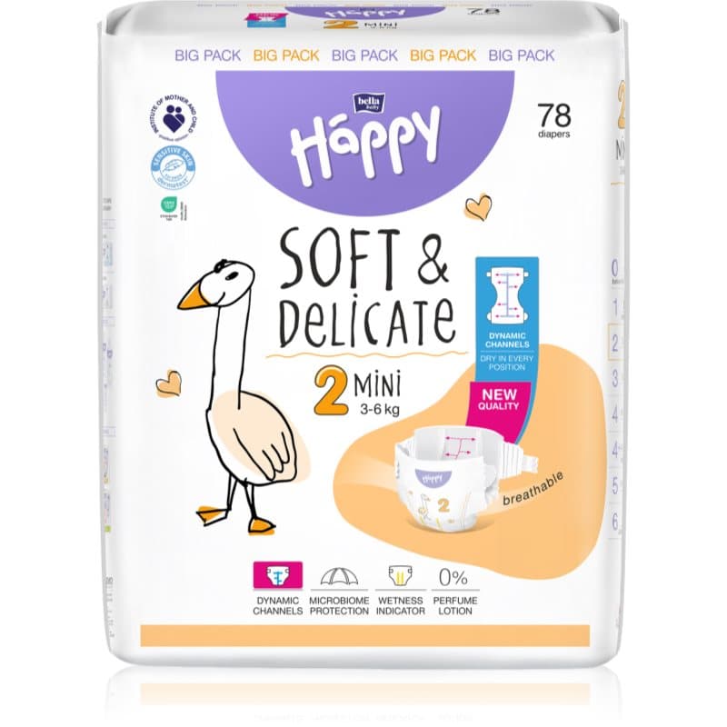 BELLA Baby Happy Soft&Delicate pañales desechables con canales Mini 3-6 kg 78 ud