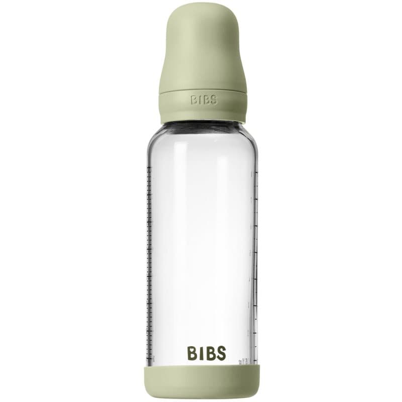 BIBS Baby Glass Bottle Round Latex biberón anticólicos Sage 1 ud