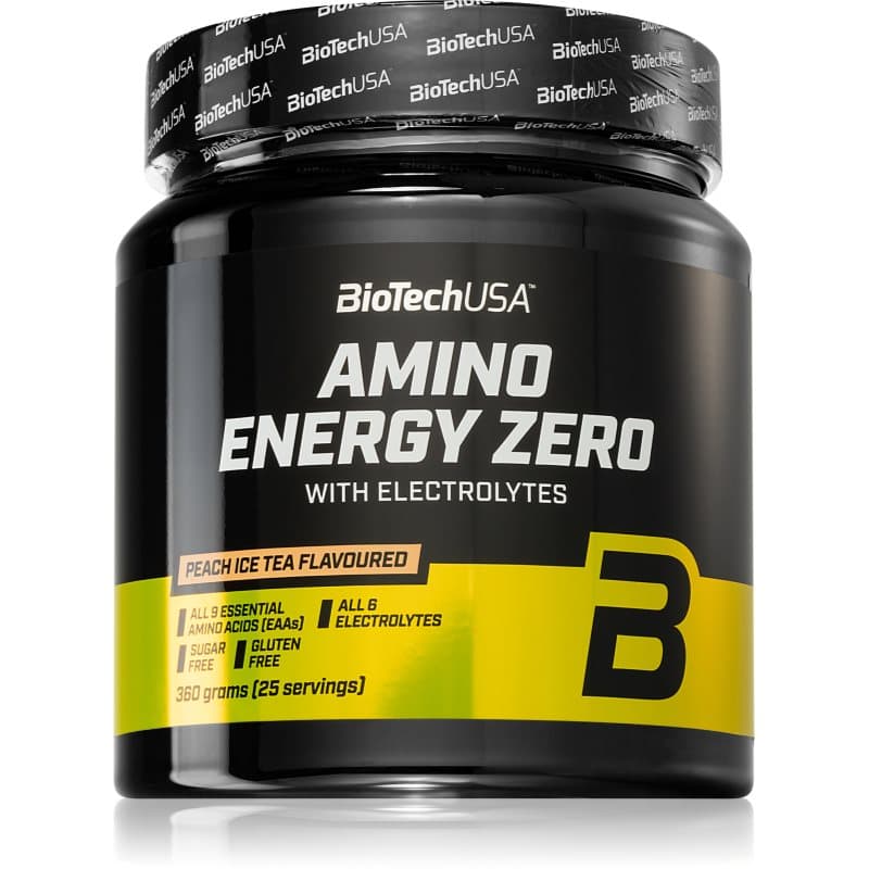 BioTechUSA Amino Energy Zero with Electrolytes para potenciar el rendimiento deportivo y la regeneración sabor Peach Ice Tea 360 g