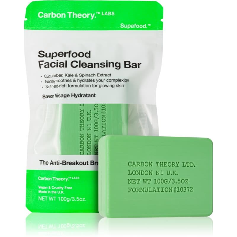 Carbon Theory Facial Cleansing Bar Superfood jabón limpiador facial Green 100 g