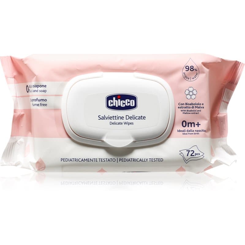 Chicco Delicate Wipes Chamomile toallitas húmedas para niños con manzanilla 0m+ 72 ud