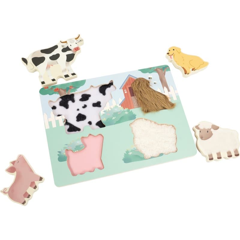 eliNeli Touching Puzzle Farm juego de formas encajables de madera 12m+ 5 ud