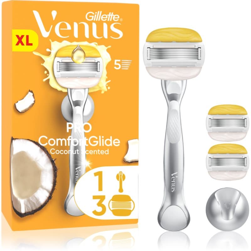 Gillette Venus PRO ComfortGlide Coconut maquinilla de afeitar femenina con soporte para la ducha + hojas de recambio 3 ud