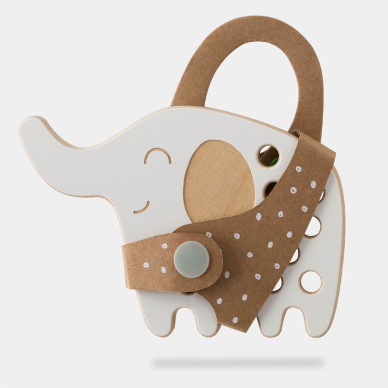 Milin Small Wooden Lacing Toy Elephant juguete multiactividades 8,5 cm x 12,5 cm x 0,7 cm 1 ud