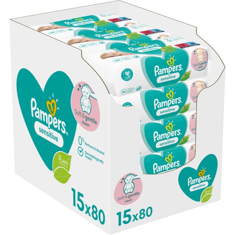 Pampers Sensitive toallitas húmedas limpiadoras para niños para pieles sensibles 15x80 ud