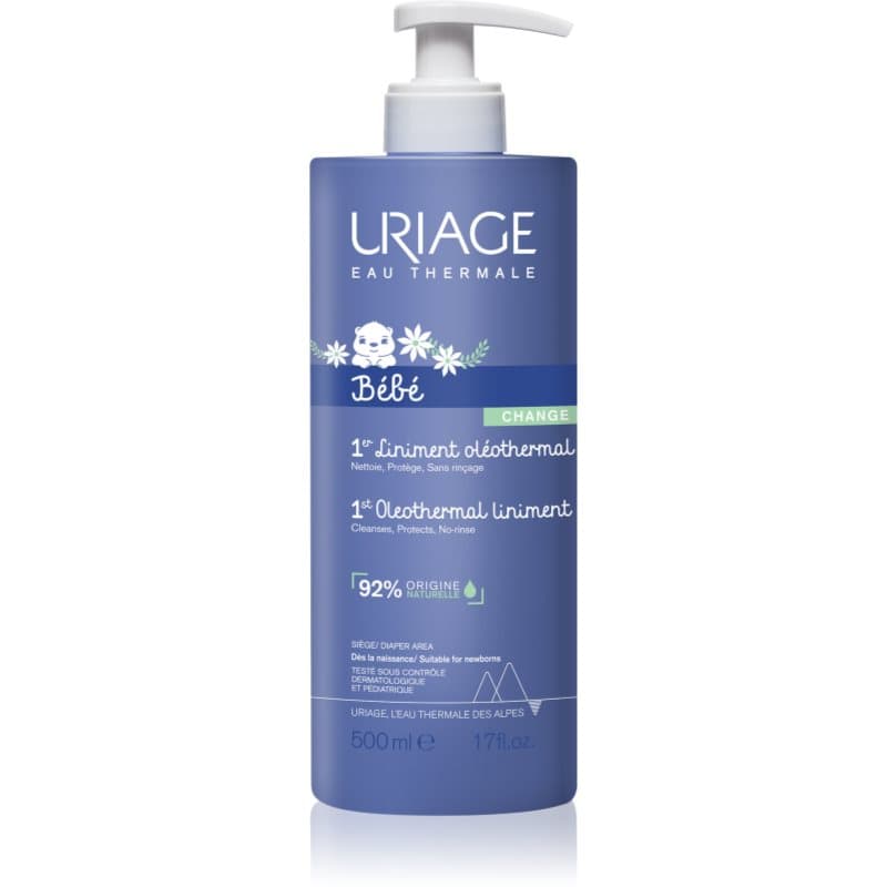 Uriage Bébé 1st Oleothermal Liniment Crema infantil limpiadora suave para la zona del pañal 500 ml