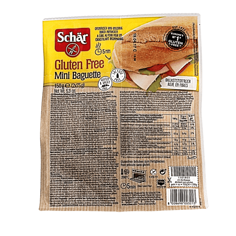 Schar Baguette mini 2 unidades sin gluten 150 Gramos