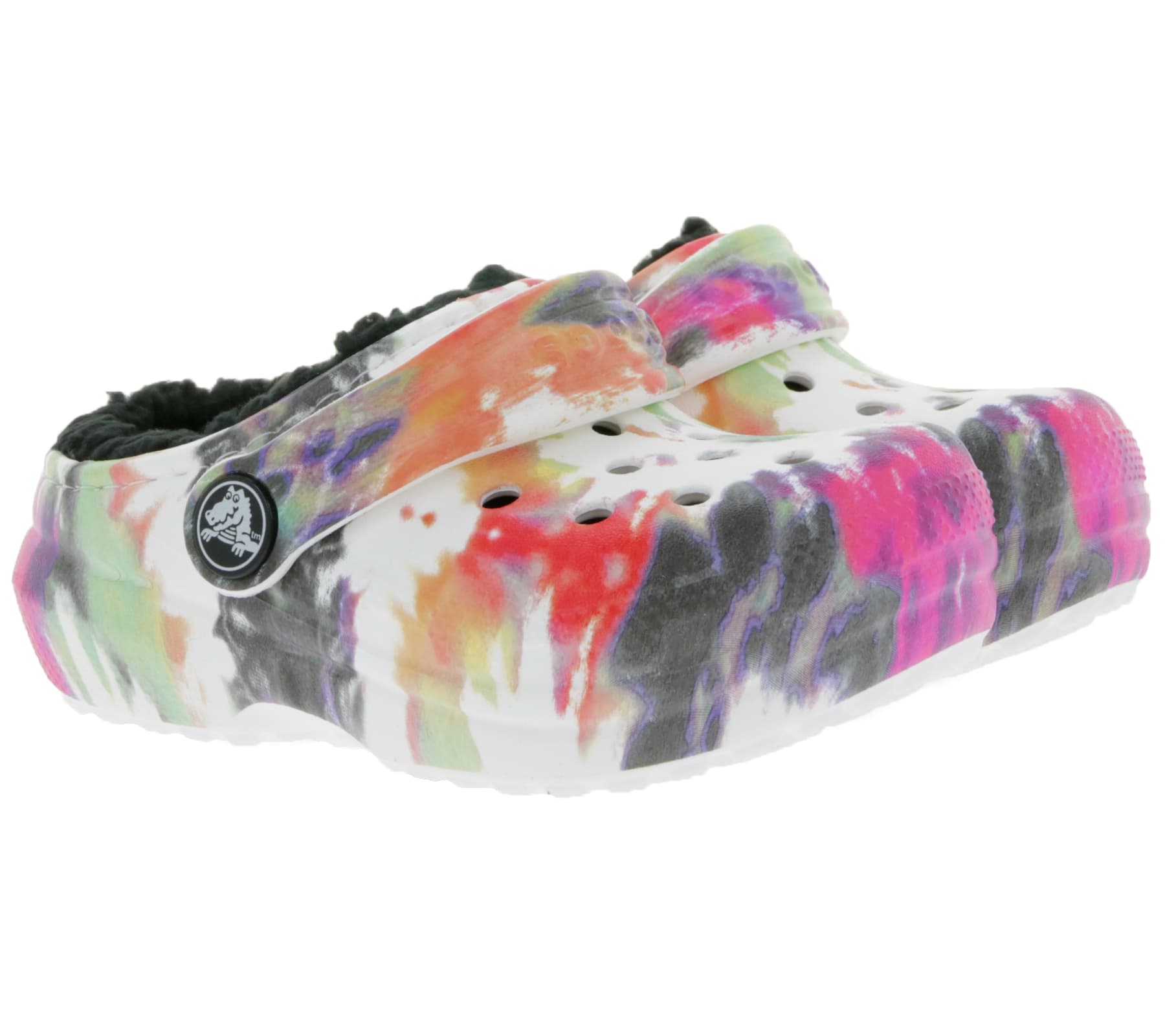 crocs classic forrado tie-dye kids house shoes zuecos forrados con doble confort crocs colorido