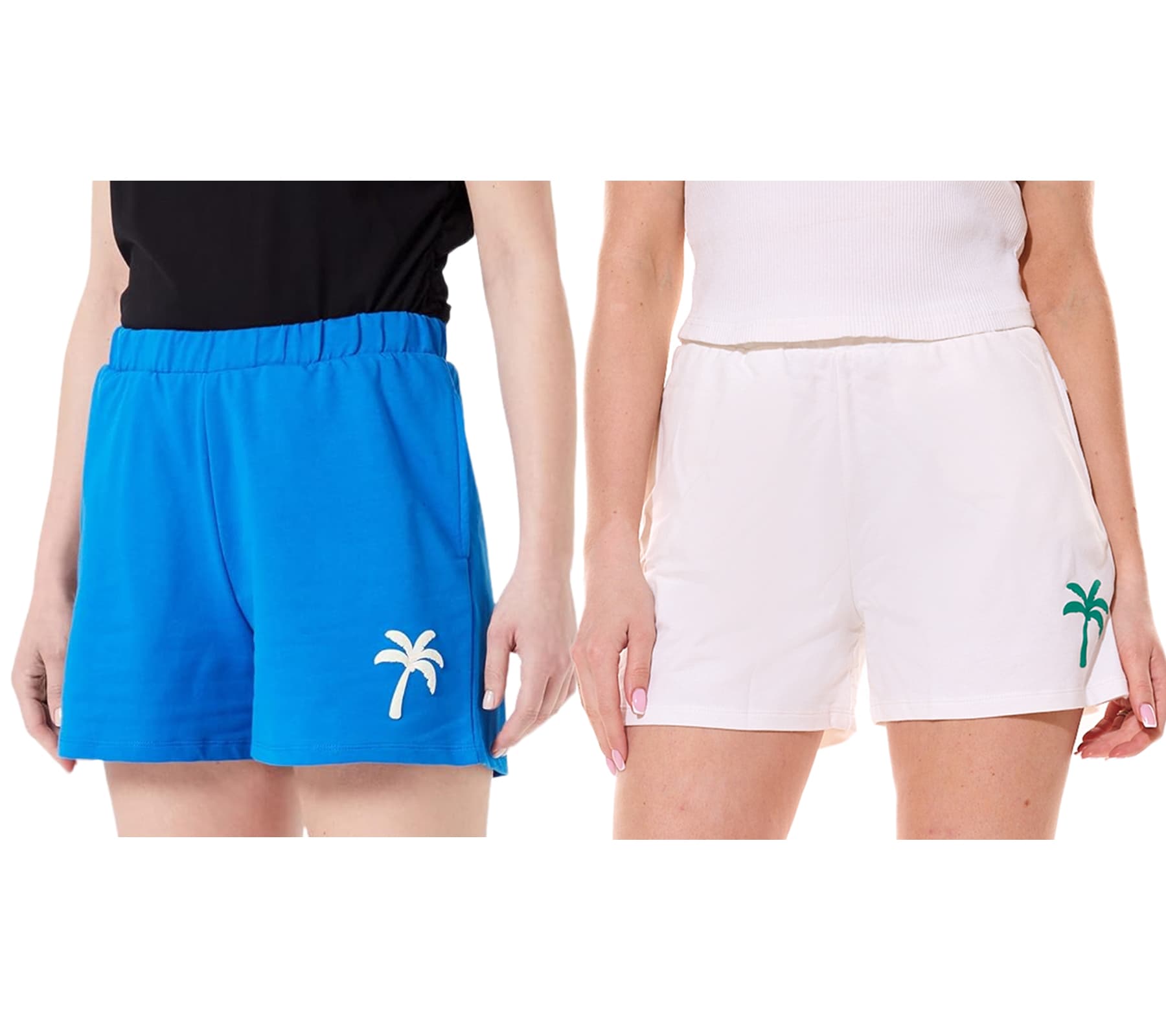 LTB Gonene - Pantalón corto de verano para mujer con bordado de palma, color azul o blanco