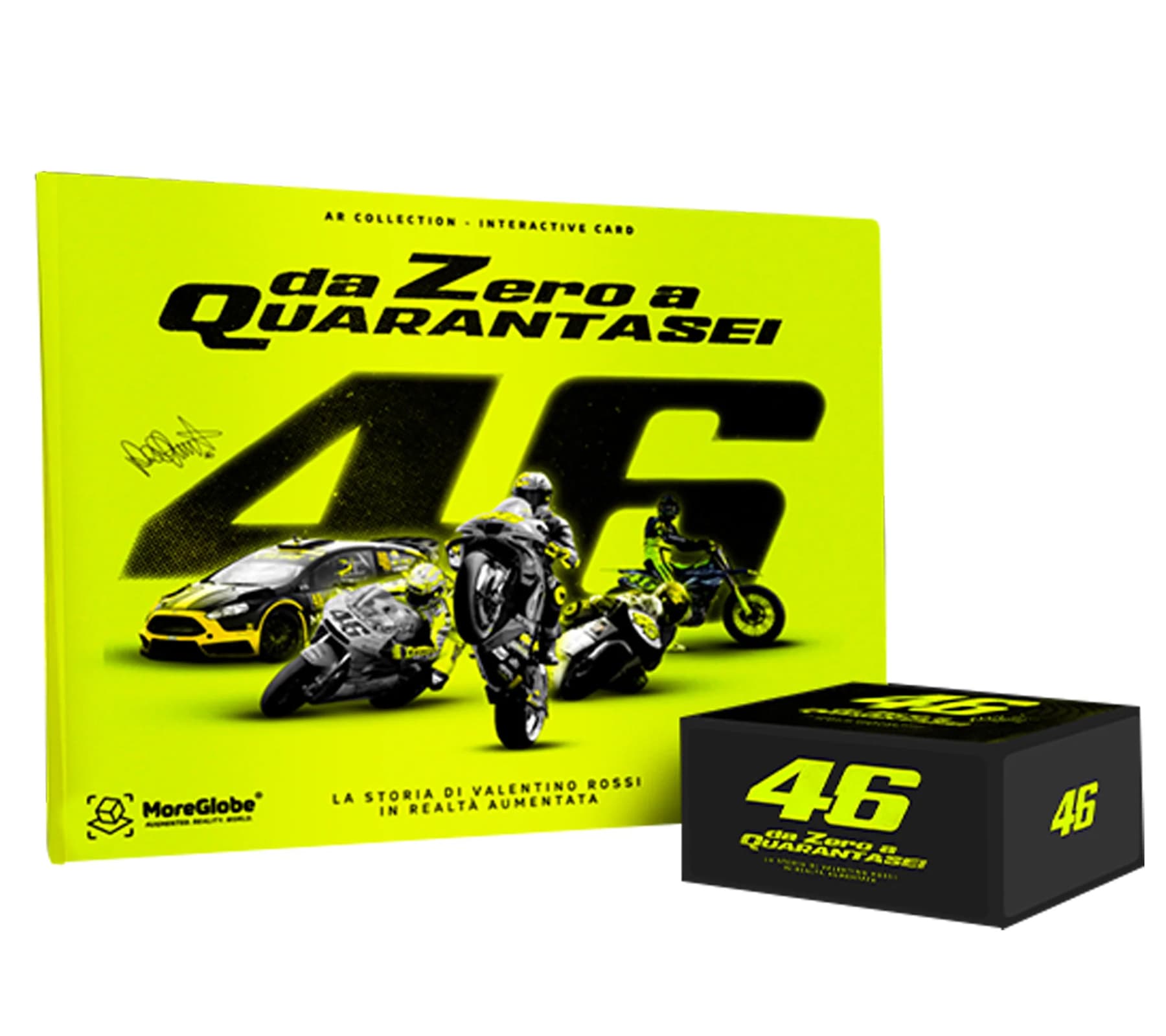 VR46 fan book De cero a 46 álbum de pegatinas sobre la historia de Valentino Rossi, el icono de MotorGP, experiencias interactivas, edición