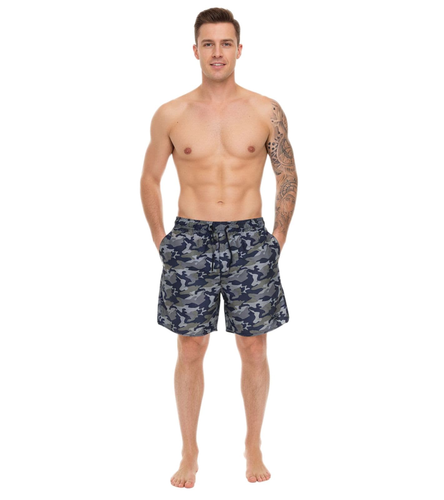 Bañador Pierre Cardin camuflaje para hombre LA203937 azul/caqui-verde