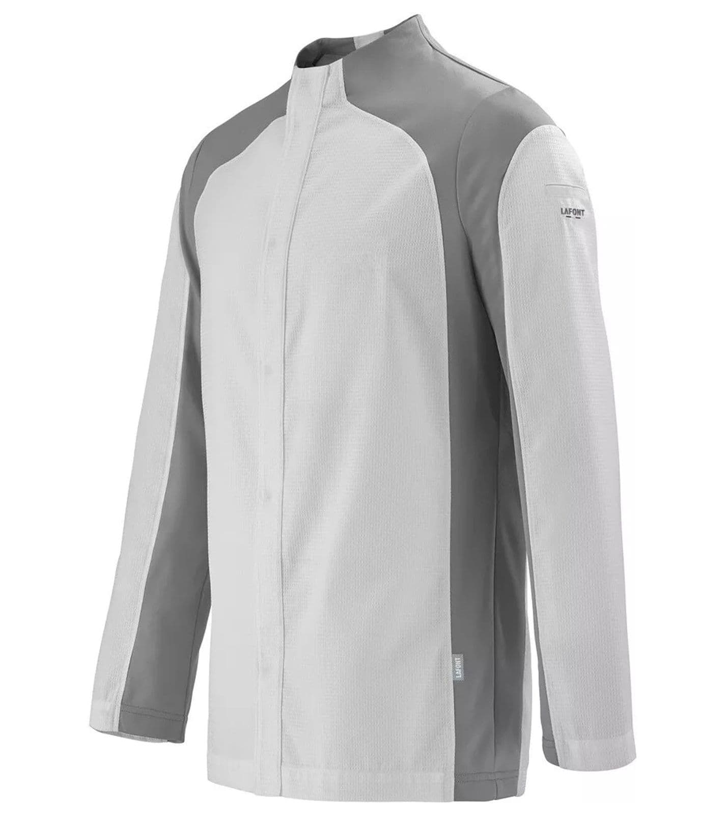 Chaqueta de cocina LAFONT Frenesie para hombre con cuello alto sin costuras, 160 g/m², para catering y trabajo, color blanco/gris, 78567469 view 2