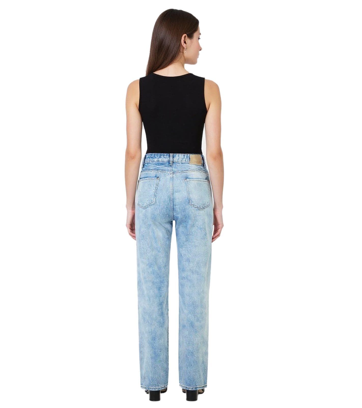 Vaqueros rectos UNEFFECTED para mujer, de algodón azul hielo view 2